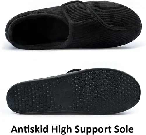 Vista 4 de Git-up Pantuflas diabéticas para hombre, artritis, edema, cierre ajustable, puntera hinchada, pies hinchados, pantuflas de espuma viscoelástica