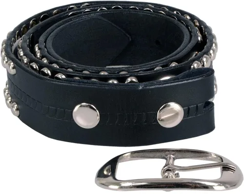 Vista 6 de Milwaukee Leather MP7131 Cinturón de motociclista de cuero negro con tachuelas cromadas con emblema de estrella, hebilla intercambiable, 1.5