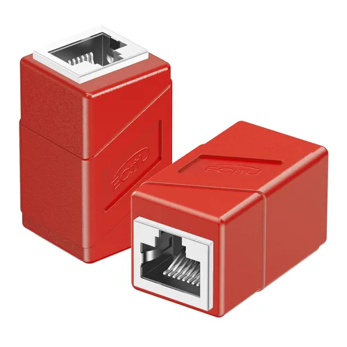 Vista 10 de Acoplador RJ45, paquete de 2 adaptadores Ethernet hembra a hembra, adaptador extensor de cable Ethernet, modular recto de 8 pines, conector de red
