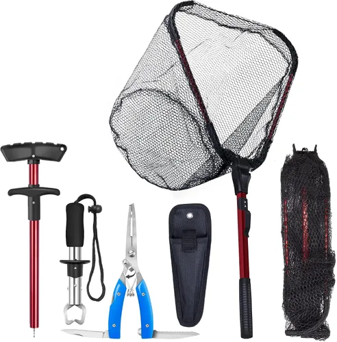 Vista 7 de Foldable Kayak Landing Net Kit, 4PCS Fishing Tool Set Kits de herramientas de pesca azules de 4 piezas
