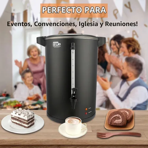 Vista 8 de Urna de café comercial de 30 tazas 6L, Cafetera de percolado de doble pared de 750W de Festa Essential, urna de agua caliente de acero inoxidable