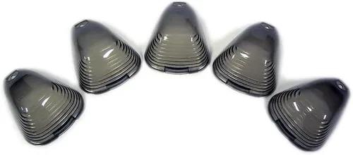 Vista 2 de VMS Racing 5 cubiertas de luces para techo de CAB en color ahumado CRL 264142BK con (bombillas LED súper blancas) compatibles con Ford F250 F350