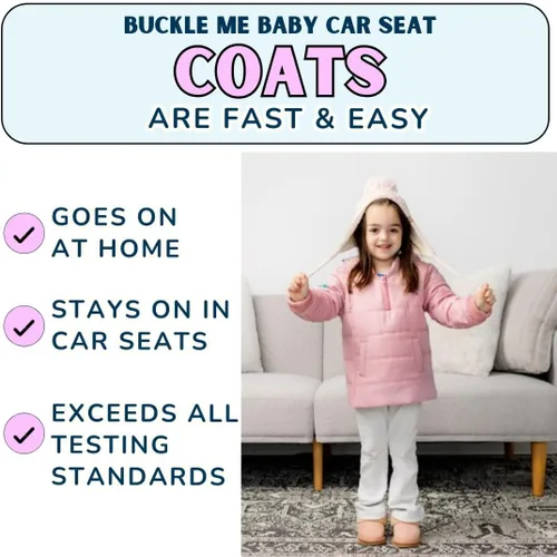 Vista 2 de Buckle Me Baby Coats Chaqueta de invierno de asiento de coche más seguro de cierre rápido para niño o niña, como se ve en Shark Tank