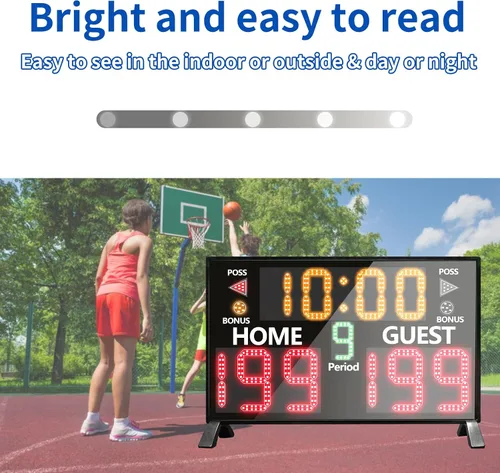 Vista 4 de YZ Bigger LED Digital Scoreboard, Portable Basketball Scoreboard with Timer Clock, Electronic Scoreboard with Remote, Tabletop Scoreboard Clock