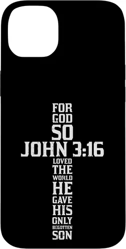 Vista 15 de iPhone 16 Cross John 3:16 Verso Biblia Dios Jesús Fe Cristiano Estuche de regalo