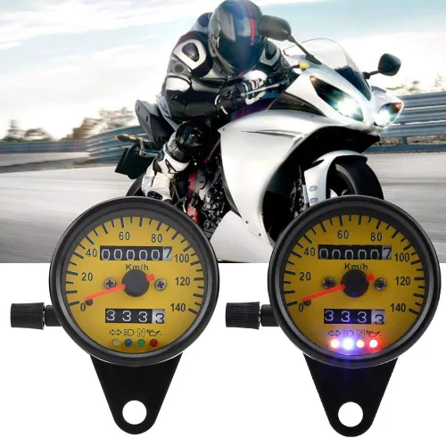 Vista 2 de Qiilu Motocicleta Velocímetro Odómetro, 2.362 in Universal Gauge - Negro