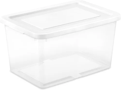 Vista 35 de Sterilite - Paquete de 12 cajas de almacenamiento apilables con tapas a presión; contenedor organizador de plástico resistente para armario, baño