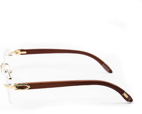 Vista 4 de Gafas de moda estilo hip hop vintage con marco dorado retro sin montura para hombres