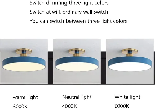 Vista 3 de Lámpara de techo de color de cúpula de 3 colores de luz variable instalación integrada cerca del techo, lámparas LED de montaje empotrado, luces