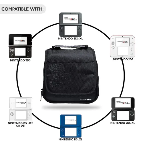 Vista 2 de Nintendo Super Mario 3DS Carrying Case Compatible With Nintendo Switch, 2DS, 3DS, 3DS XL, DS, DS XL, DS Light Handle & Shoulder Strap Traveling