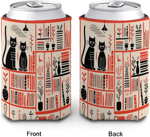 Vista 7 de Book Or Cat Reusable Insulated Neoprene Iced Coffee Cup Sleeve Funny Drink Sleeve for Cold Beverages Cute Beverage Holder for Iced Coffee