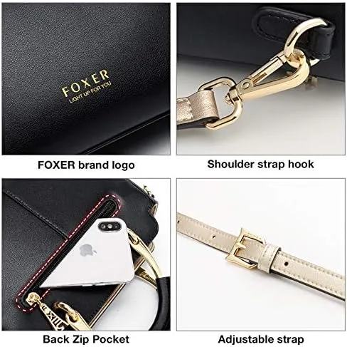 Vista 4 de Bolsos de cuero para mujer, con asa superior y correa ajustable