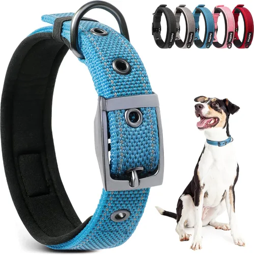 Vista 10 de PetiFine Collares para perros pequeños, collar acolchado de neopreno, collares reflectantes resistentes para mascotas con hebilla de cinturón