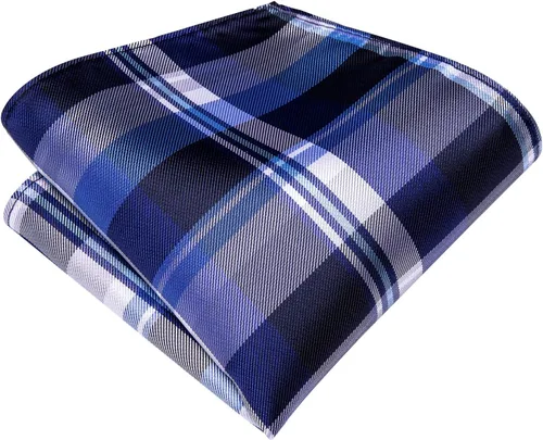 Vista 230 de Hi-Tie Corbata clásica de cachemira para hombre con pañuelo y gemelos a cuadros