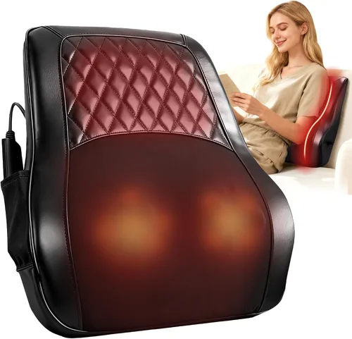 Vista 9 de ALLJOY Masajeador térmico de espalda para aliviar el dolor de espalda, almohada de apoyo lumbar Shiatsu de tejido profundo con 3 modos de masaje, 3