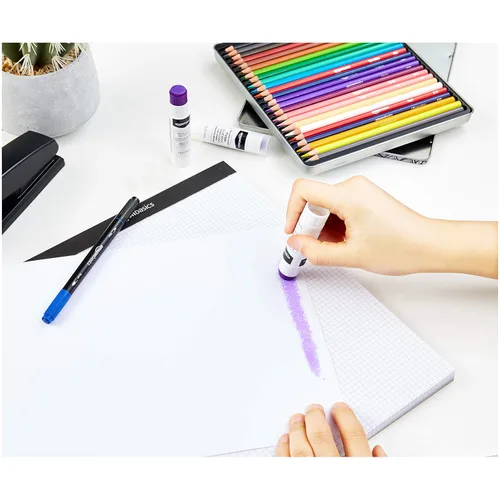 Vista 4 de Amazon Basics Pegamento escolar lavable morado, se seca transparente, no tóxico, barra de 0.24 onzas, paquete de 60 unidades Púrpura