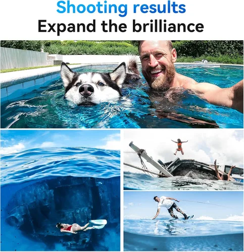 Vista 6 de TELESIN Puerto de cúpula impermeable para DJI Action 5 Pro Action 4 3 Cámara, carcasa subacuática con asa flotante, correa de muñeca para buceo