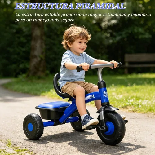 Vista 2 de KORIMEFA Triciclo infantil para niños de 1 a 3 años, color azul