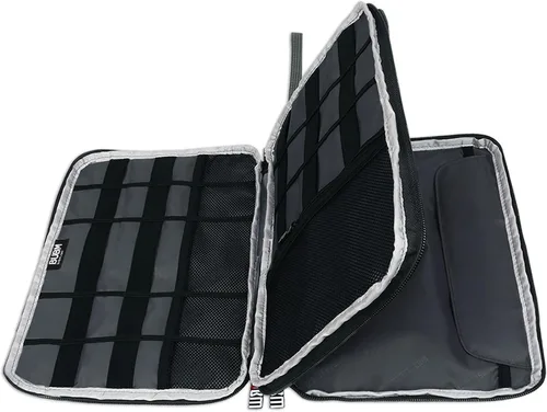 Vista 2 de Organizador de equipaje con doble capa para viajes BUBM, para llevar dispositivos y accesorios electrónicos., Negro, 2 capas L Bolsa de viaje