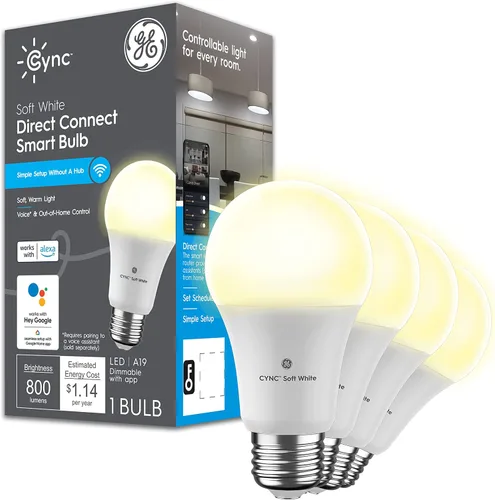 Vista 10 de [Usado] GE Lighting Cync - Bombillas LED inteligentes A19 con Bluetooth y Wi-Fi, 60 W de repuesto, compatible con Alexa + Google Home sin hub