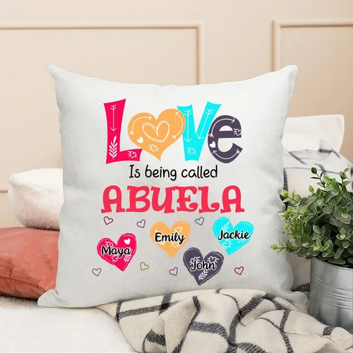 Vista 2 de Abuela - Almohada personalizada con corazón de amor, almohada personalizada para mamá, regalos para abuela, mamá de hija, nietos, día de la madre