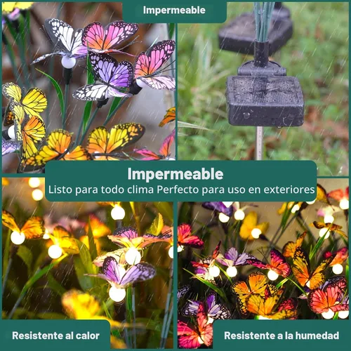 Vista 4 de TONULAX Luces Solares de Jardín - Luz de Mariposa Oscilante, Oscilando en el Viento, Luces Solares para Exteriores, Decoración de Jardín, Patio