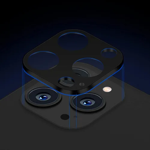 Vista 2 de SAHARA ZeroDamage ZD00049 - Protector de lente de cámara de vidrio flexible HD para iPhone 13 Pro y Pro Max (paquete de 2), color negro