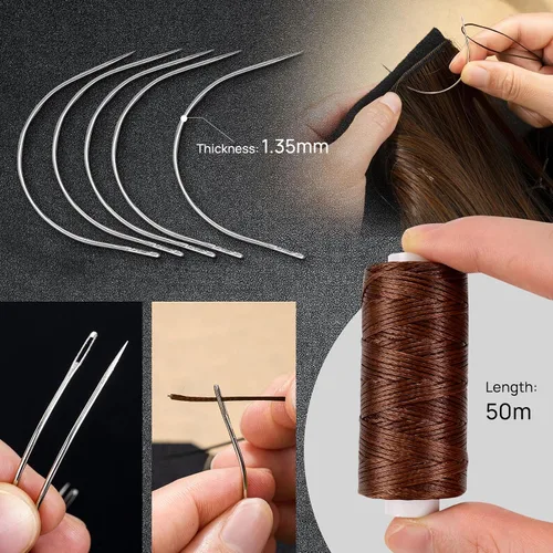 Vista 5 de NEWISHTOOL Kit de Herramientas para Extensiones de Cabello - Micro Cuentas de Silicona, Alicates para Cuentas de Acero Inoxidable, Enhebrador