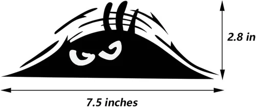 Vista 8 de 2 calcomanías de auto con ojos aterradores de monstruo que asoma, elfo que asoma, impermeable, calcomanías de coche con sonrisa e ira, color negro