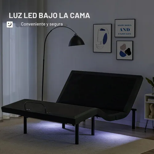 Vista 6 de Lazyzizi Base de cama ajustable con 17 funciones de control, aplicación Bluetooth, doble masaje, puertos USB duales, inclinación de cabeza/pie