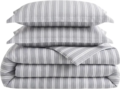 Vista 7 de Nautica - Funda de edredón tamaño individual, ropa de cama reversible de algodón con cierre de botón, decoración casual del hogar para todas