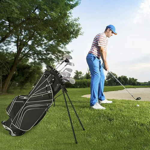 Vista 3 de Mayjooy Golf Stand Bag, Portable Carry Golf Bag w/Ergonomic Dual Straps & 6 Way Top Divider, Lightweight Carry Organizer Pocket w/Umbrella Ring Negro