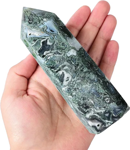 Vista 35 de AMOYSTONE Obelisco de Piedra de Sangre Africana Varita de Cristal Curativo Grande Torre Columna Facetada de 6 Lados Reiki Chakra Meditación Terapia