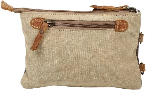 Vista 4 de Myra Bag Bolsa de muñeca de lona reciclada de bolsillo de sello S-1223, Marrón