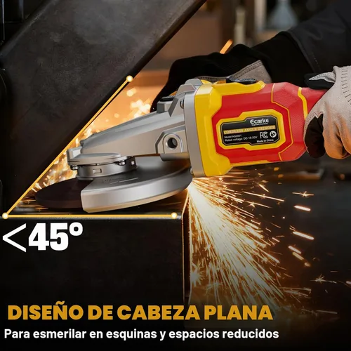 Vista 5 de Ecarke Amoladora de cabeza plana compatible con batería DeWalt de 20 V, 4-1/2 a 5 pulgadas, 11000 RPM, sistema de seguridad múltiple