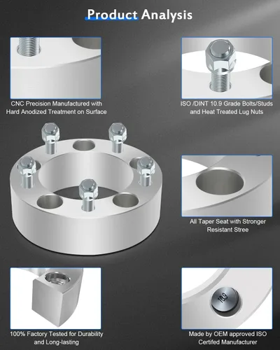 Vista 6 de ECCPP 2 espaciadores de rueda de 5 lengüetas de 2 pulgadas de 5 x 5.5 a 5 x 5.5 pulgadas, 5 lengüetas para Ford E-150 2003-2006 para Ford E-150