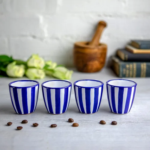 Vista 4 de City to Cottage Tazas de café expreso de cerámica de 4, pequeños chupitos Expresso, Demitasse, perfectas para máquina de espresso, tazas hechas a