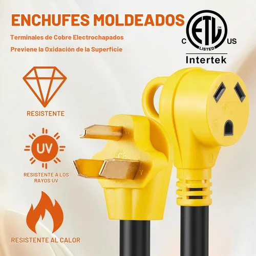 Vista 5 de Cable adaptador de corriente CA NEMA 10-30P macho a TT-30R, 125
