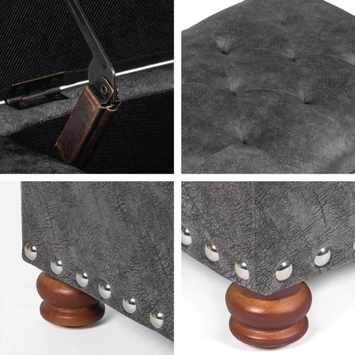 Vista 7 de Joveco Otomana rectangular de 24" con almacenamiento para sala de estar, banco tapizado con asiento y reposapiés con tapa abatible, reposapiés