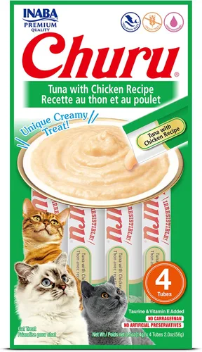 Vista 23 de INABA - Golosinas Churu para gatos, puré cremoso para gatos, sin cereales, que se puede lamer y exprimir / suplemento con vitamina E y taurina, 0.5