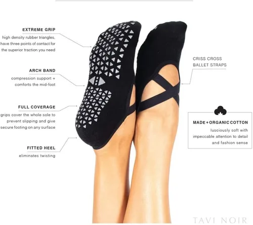 Vista 4 de TAVI NOIR Chloe Fashion - Calcetines de agarre antideslizantes para mujer, para yoga, pilates y barra con soporte antideslizante