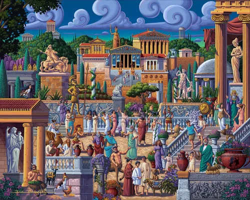 Vista 2 de Dowdle Jigsaw Puzzle, Grecia, 1000 piezas Cada rompecabezas tiene una historia colorida que contar, piezas de corte de precisión y ajuste a presión