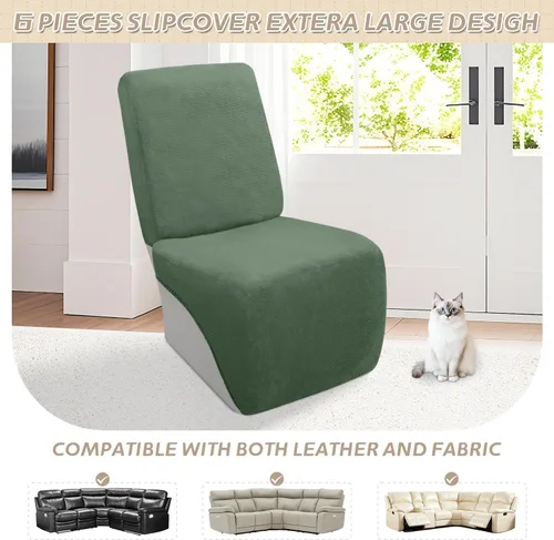 Vista 363 de Arfntevss Fundas de sofá seccional reclinable de terciopelo, Funda de sofá seccional de esquina para sofá reclinable, Funda elástica suave
