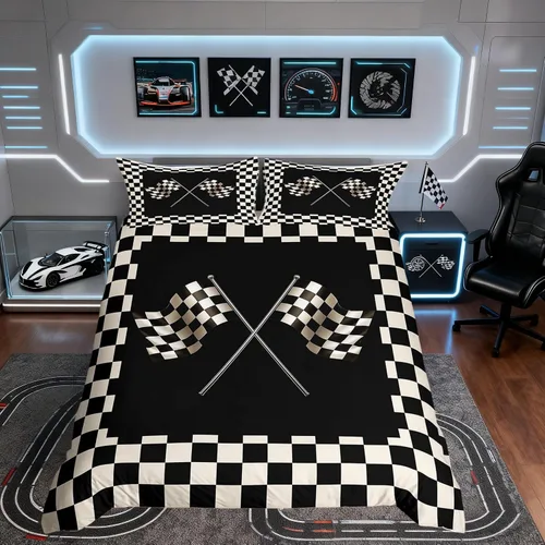 Vista 13 de Funda de edredón Happy Camping, juego de ropa de cama con temática de cámper para niños, funda de edredón de estilo rústico para decoración