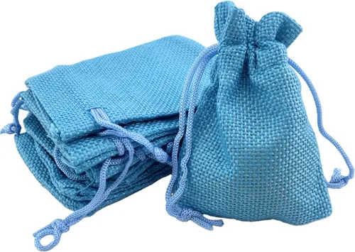 Vista 46 de Palmhomee Paquete de 20 bolsas de regalo de arpillera con cordón, bolsas de joyería de lino, bolsas de yute de boda para joyas y bolsas