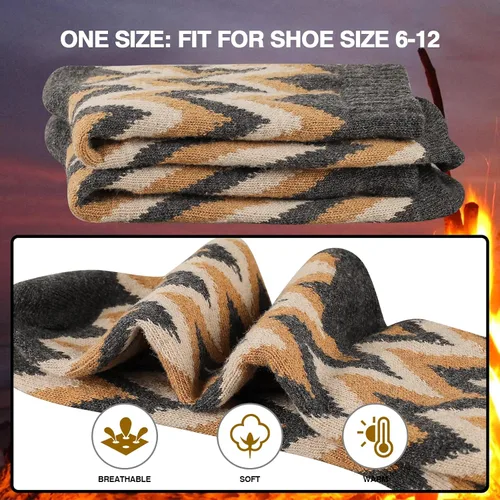 Vista 5 de COOVAN Calcetines de lana para hombre, 5 pares de calcetines cálidos y gruesos de lana de invierno para hombre, senderismo, acogedores calcetines