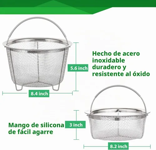 Vista 4 de AOZITA Cesta de vapor para accesorios de Instant Pot de 6 cuartos o 8 cuartos de galón - 2 niveles apilables de acero inoxidable 18/8 de malla