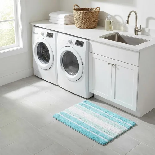 Vista 8 de Alfombra de baño diferente Alfombra de baño absorbente suave de algodón antideslizante para baño, alfombra costera neutra lavable