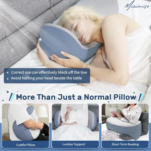 Vista 3 de Almohada cervical ergonómica de espuma viscoelástica Mixiniso Dormir de lado, soporte para el cuello, dormir boca boca atrás lateral, funda
