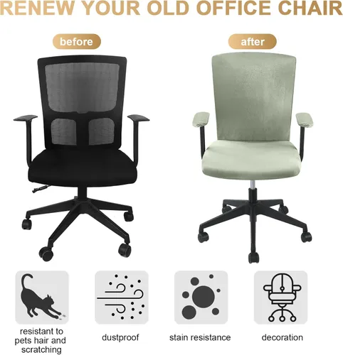 Vista 4 de Tallew Juego de 4 Fundas para Silla de Oficina, Fundas Universales Elásticas para Computadora, Fundas Protectoras Estiratables para Asiento